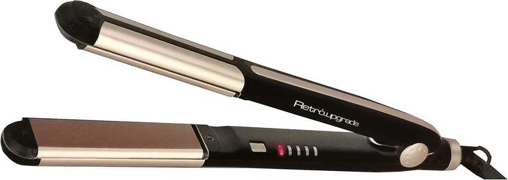 Retro Upgrade Piastra per capelli professionale 602C, nero - Ceramica tormalina IONICA con calore INFRAROSSO - Made Italy